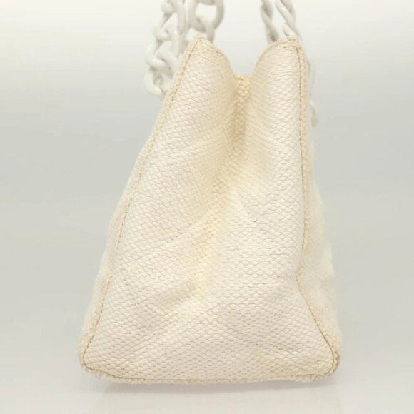CHANEL Matelasse Chain Shoulder Bag Straw White CC - Picture 5 of 16